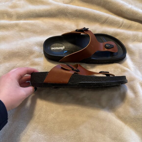 Black and Brown Leather Sandals - Picture 2 of 5